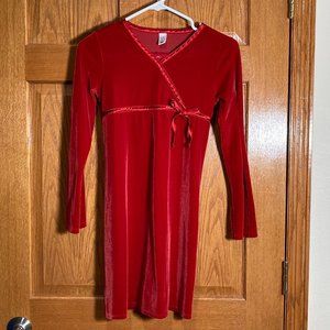 OLD NAVY Girl's L Red Velvet Long Sleeve Dress Christmas Holiday